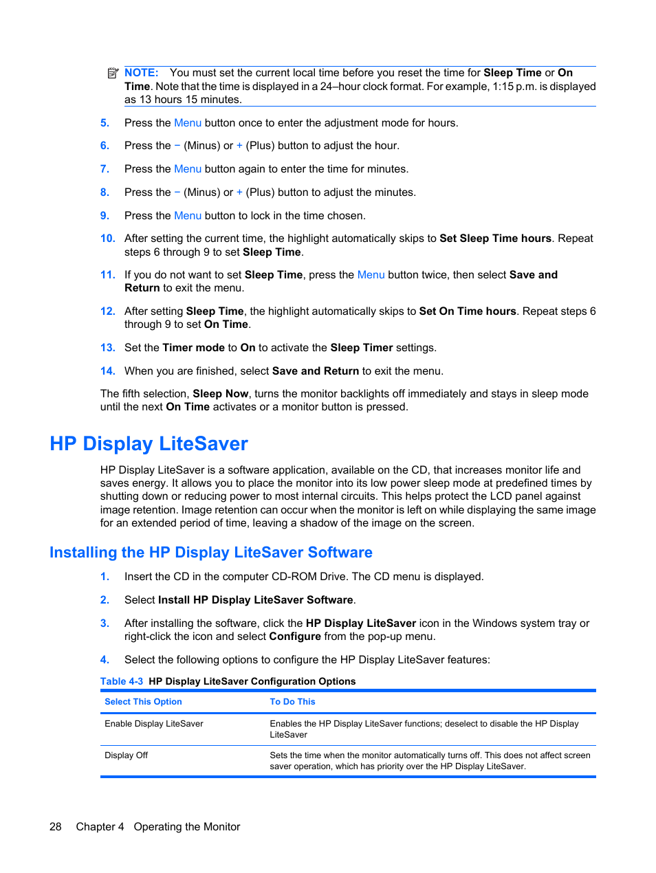 Hp display litesaver, Installing the hp display litesaver software | HP L2045w 20-inch Widescreen LCD Monitor User Manual | Page 36 / 49