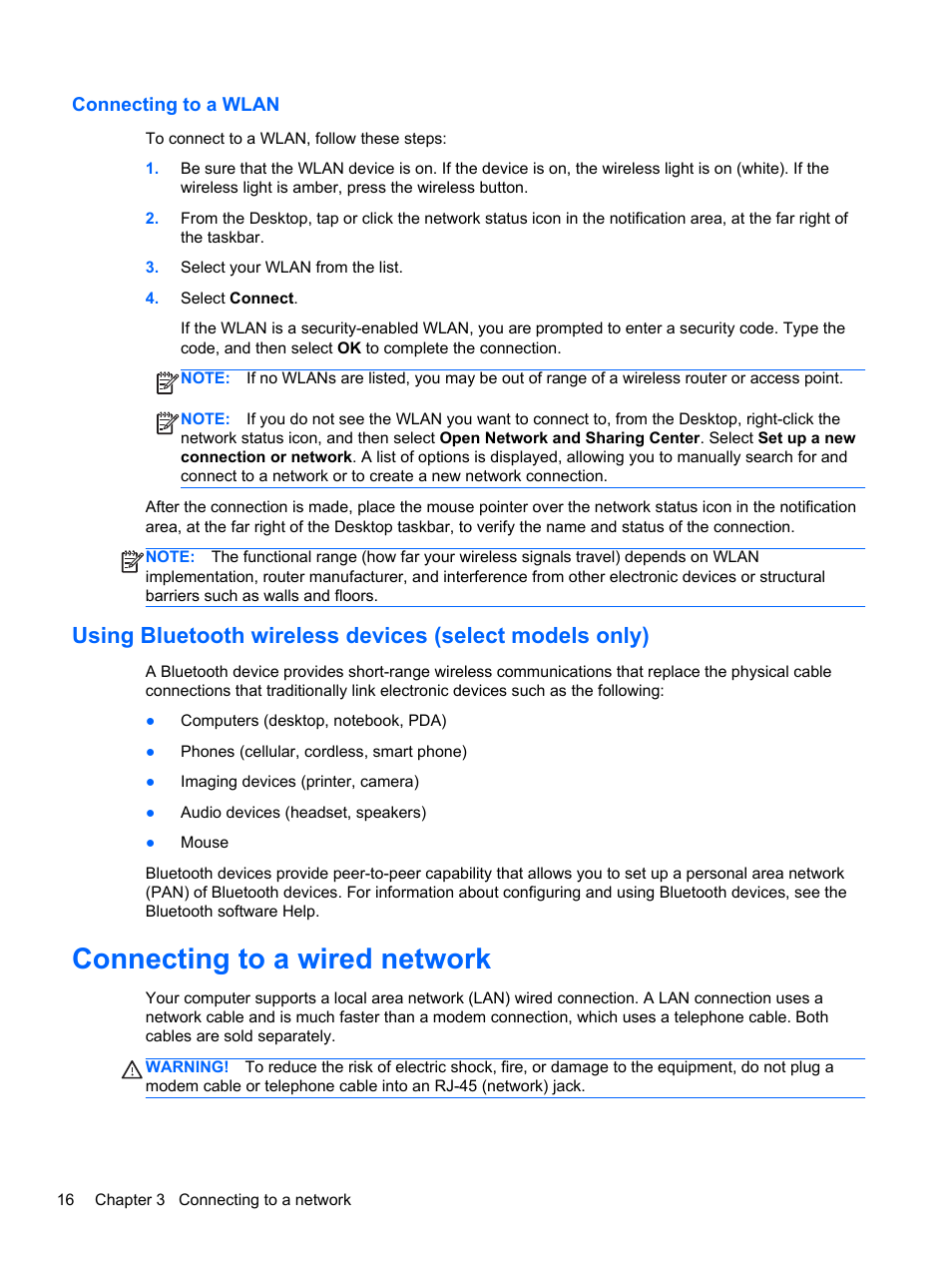Connecting to a wlan, Connecting to a wired network | HP Pavilion TouchSmart 15-b107cl Sleekbook User Manual | Page 26 / 78