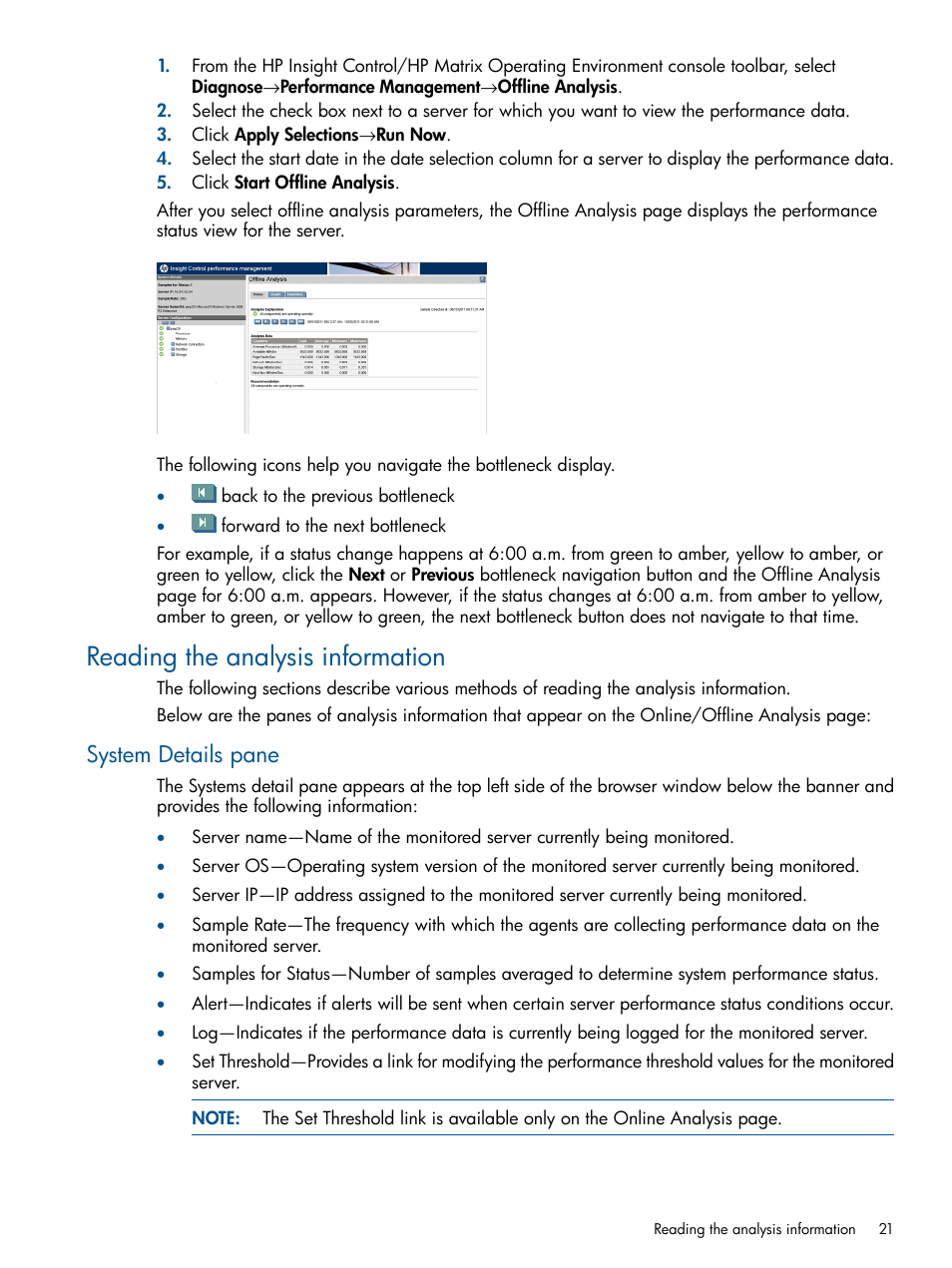 Reading the analysis information, System details pane | HP Insight Control User Manual | Page 21 / 76