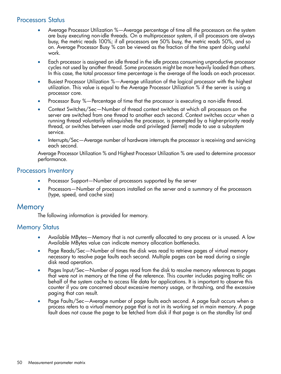 Processors status, Processors inventory, Memory | Memory status, Processors status processors inventory | HP Insight Control User Manual | Page 50 / 76