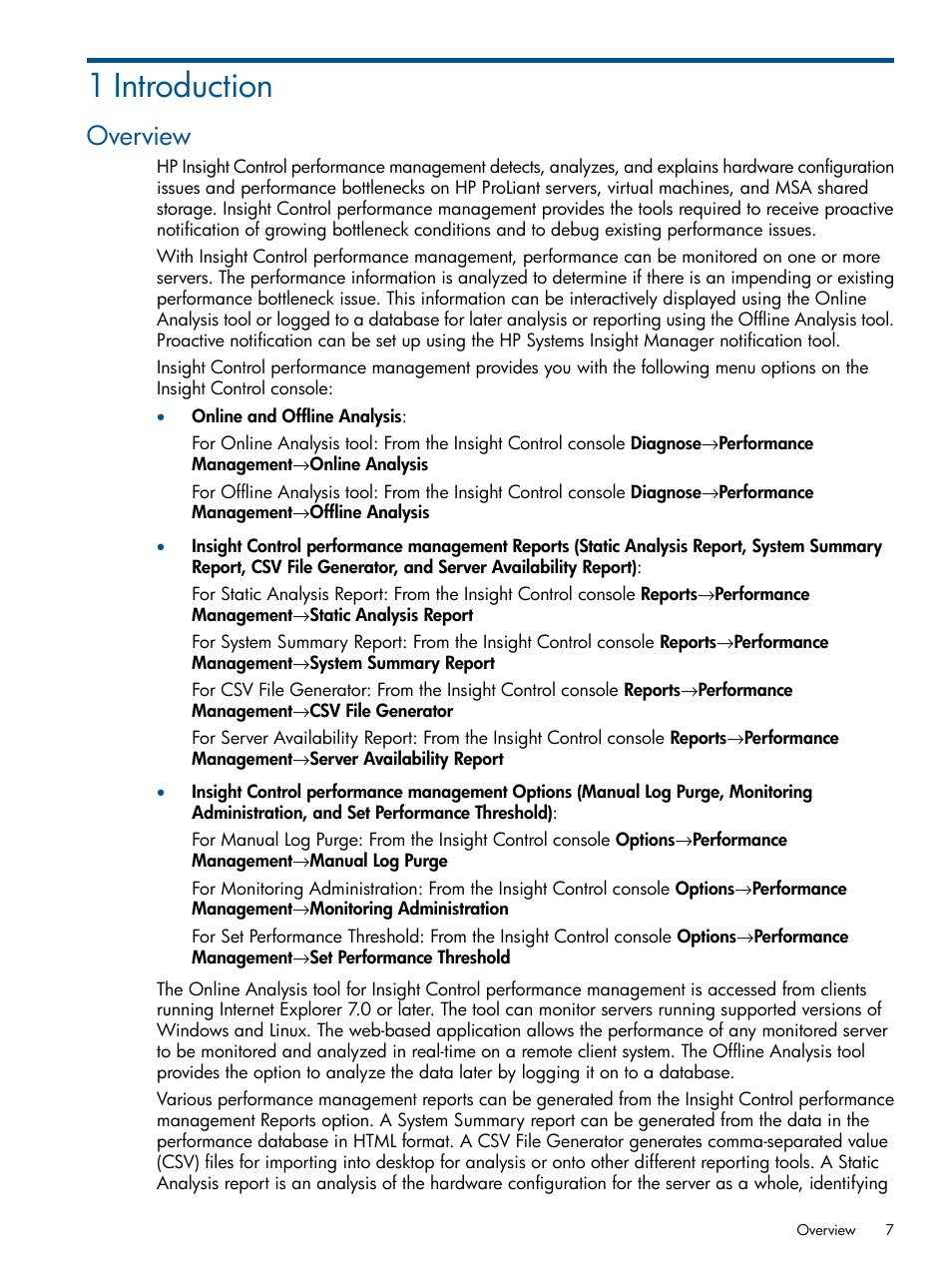 1 introduction, Overview | HP Insight Control User Manual | Page 7 / 76
