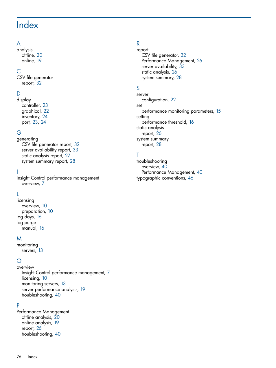 Index | HP Insight Control User Manual | Page 76 / 76