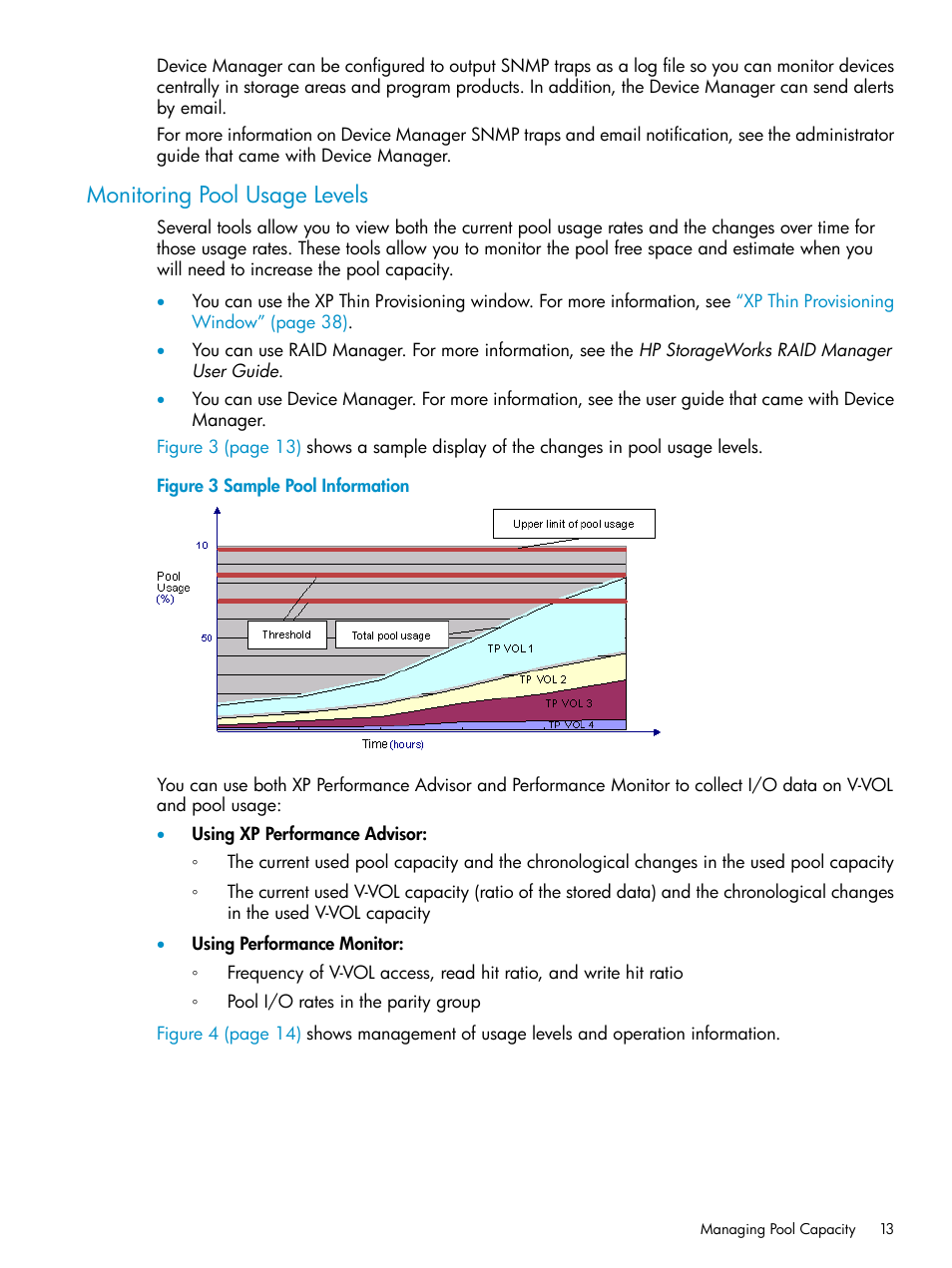 Monitoring pool usage levels | HP StorageWorks XP Remote Web Console Software User Manual | Page 13 / 92