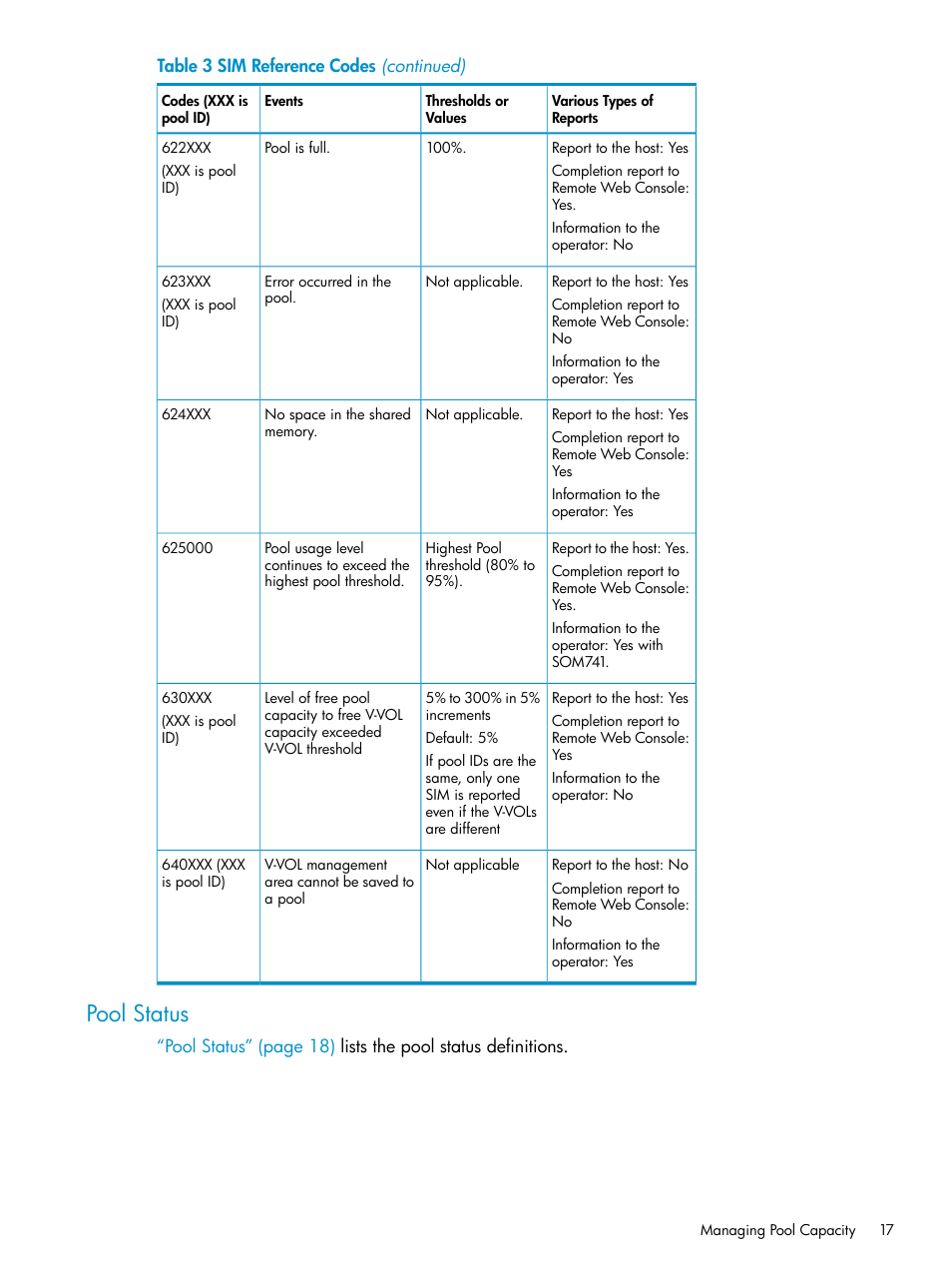 Pool status | HP StorageWorks XP Remote Web Console Software User Manual | Page 17 / 92