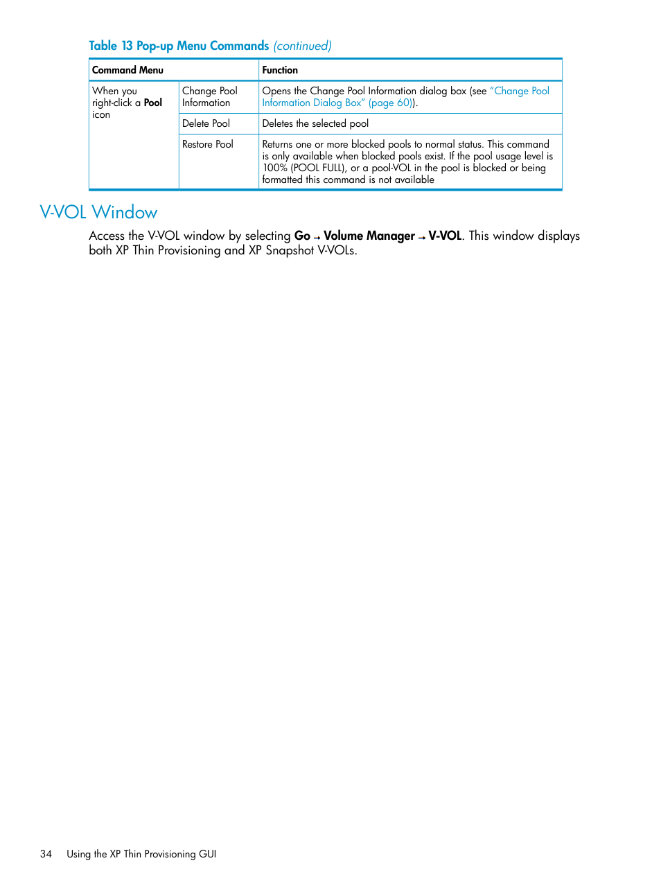 V-vol window | HP StorageWorks XP Remote Web Console Software User Manual | Page 34 / 92