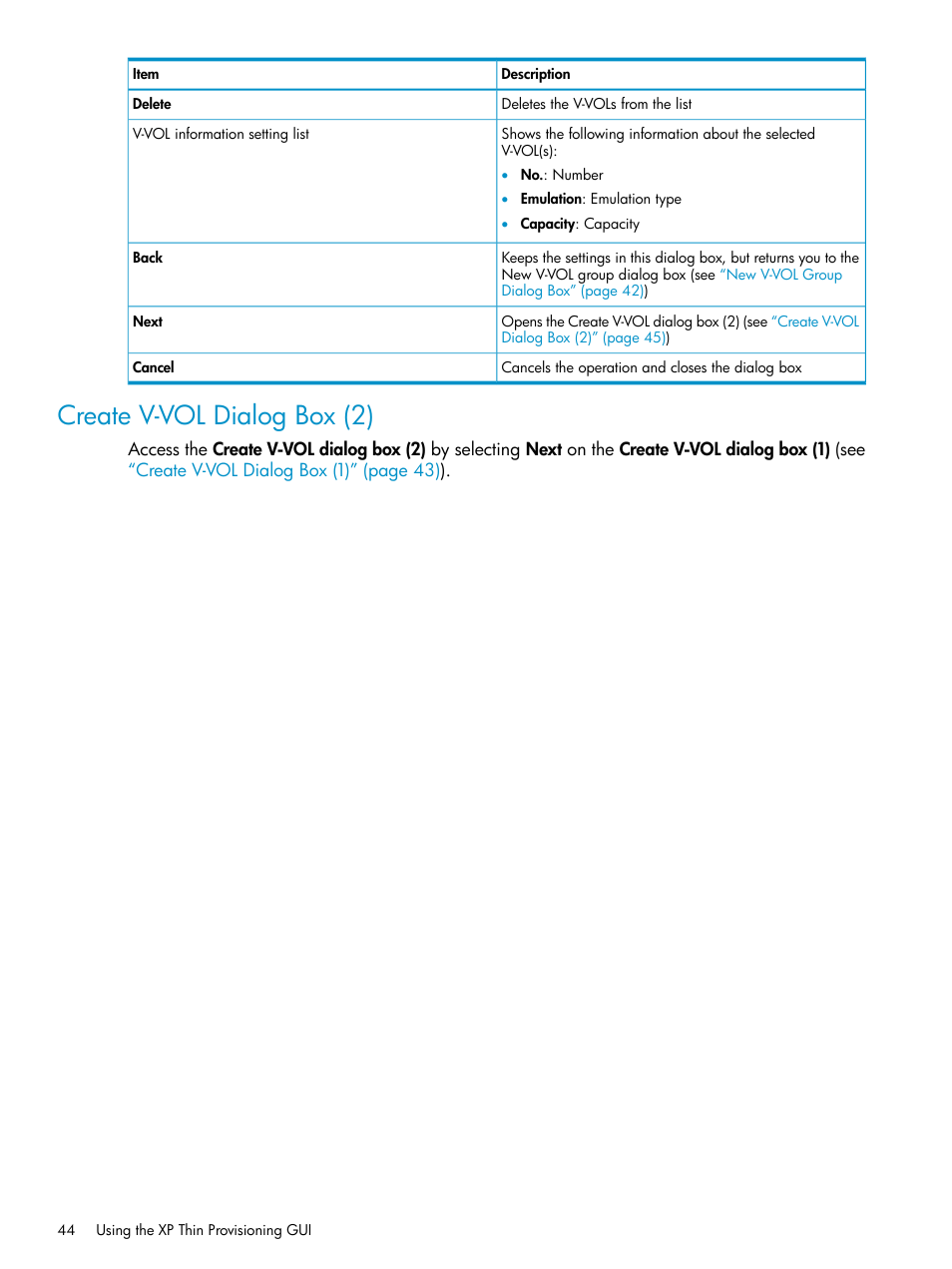 Create v-vol dialog box (2) | HP StorageWorks XP Remote Web Console Software User Manual | Page 44 / 92