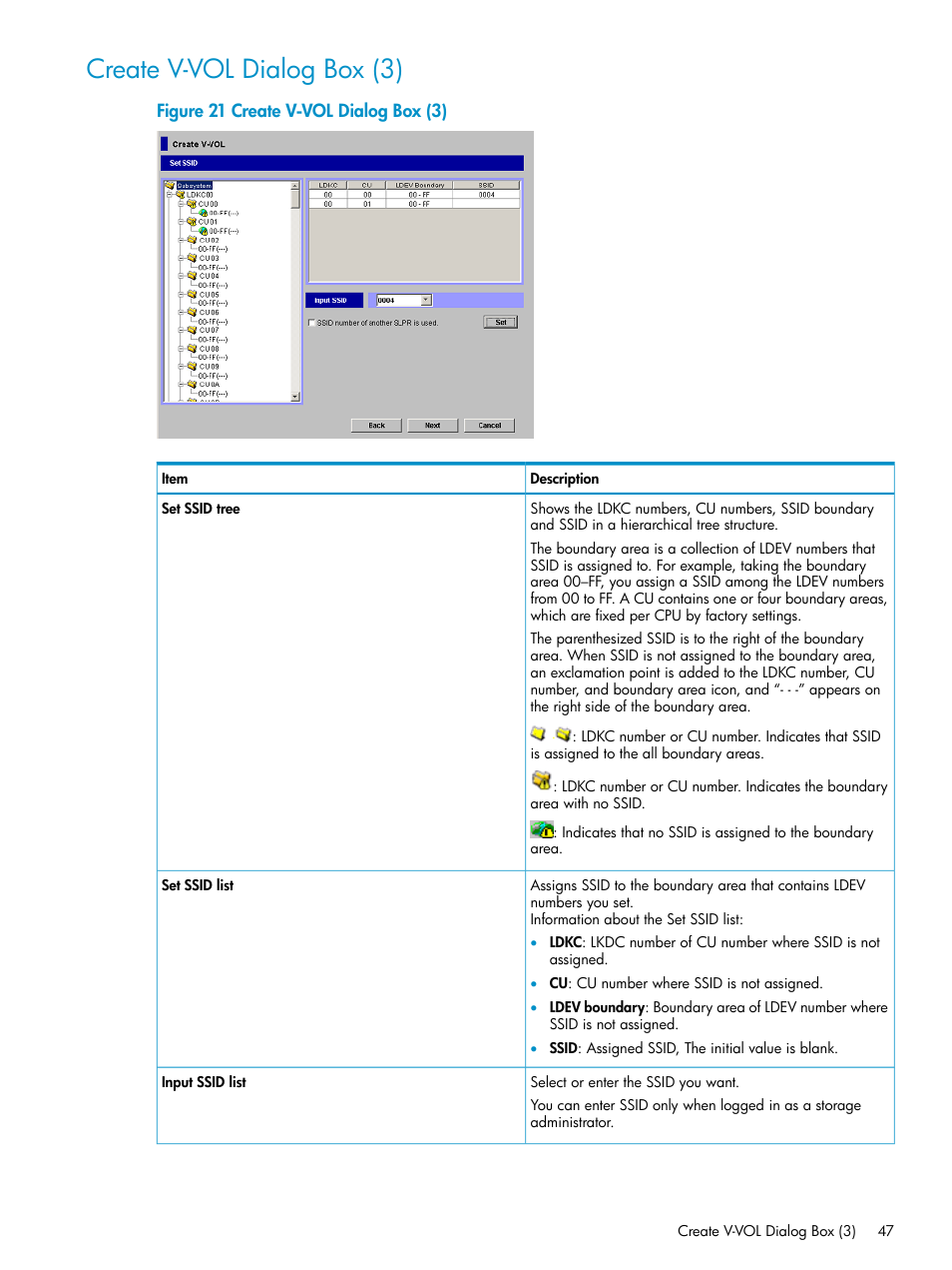 Create v-vol dialog box (3), Create v-vol dialog | HP StorageWorks XP Remote Web Console Software User Manual | Page 47 / 92