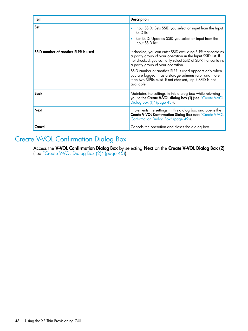 Create v-vol confirmation dialog box | HP StorageWorks XP Remote Web Console Software User Manual | Page 48 / 92