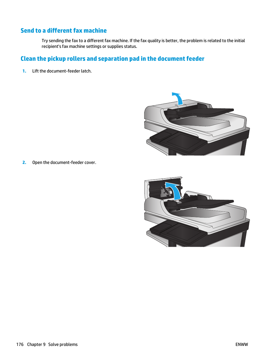 Send to a different fax machine | HP LaserJet Enterprise flow M830 Multifunction Printer series User Manual | Page 186 / 200