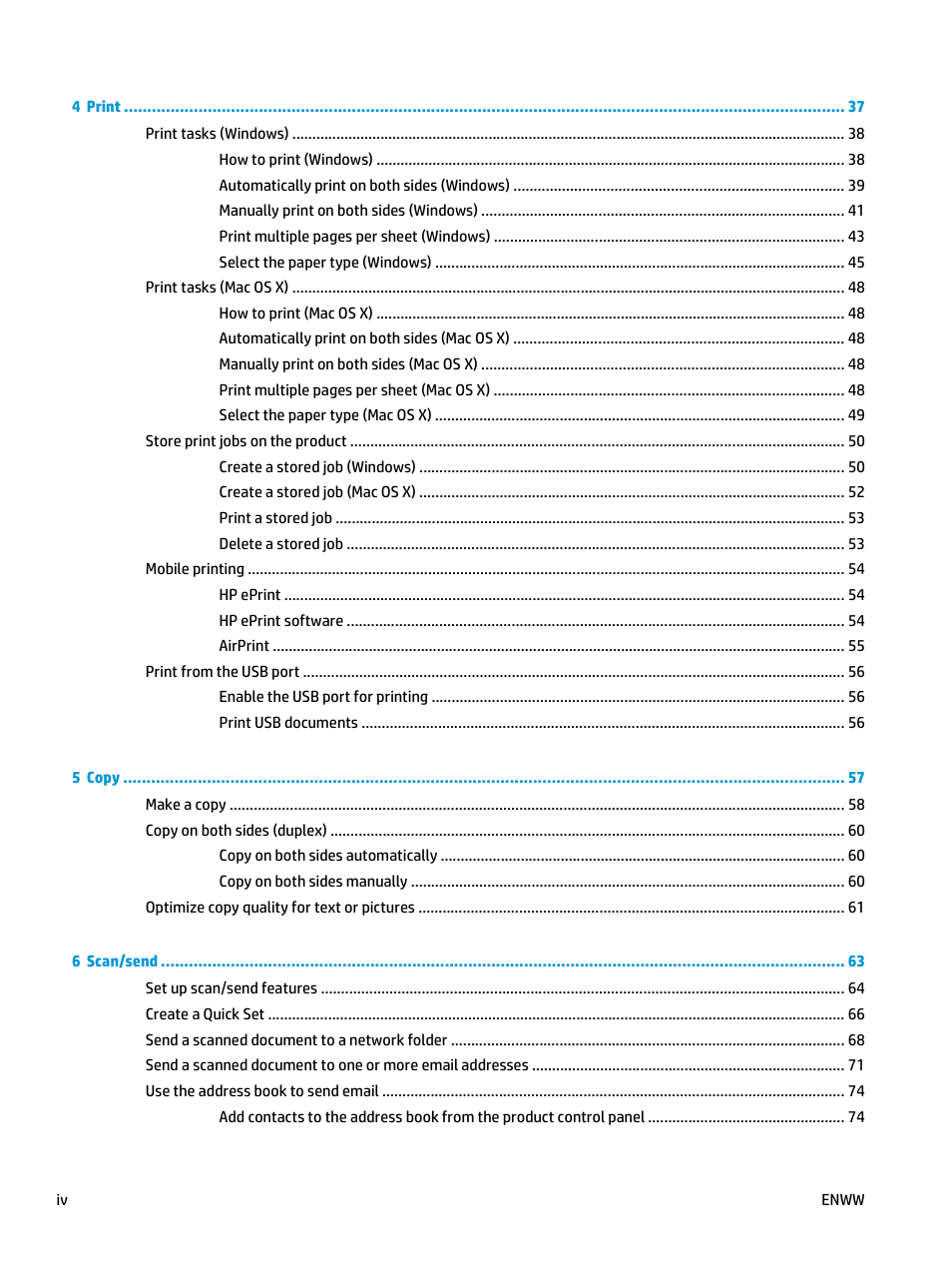 HP LaserJet Enterprise flow M830 Multifunction Printer series User Manual | Page 6 / 200