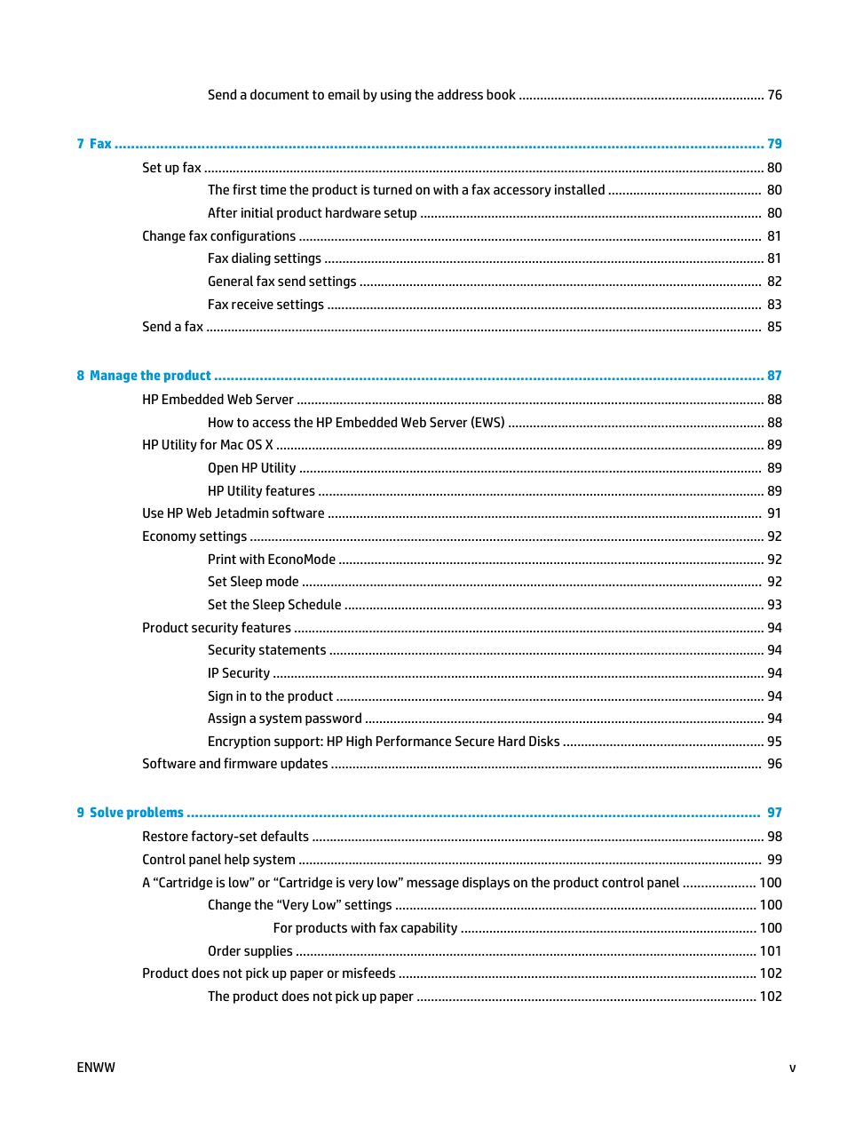 HP LaserJet Enterprise flow M830 Multifunction Printer series User Manual | Page 7 / 200