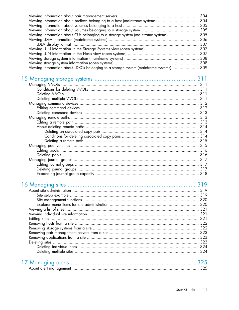 15 managing storage systems, 16 managing sites, 17 managing alerts | HP 9000 rp5405 Servers User Manual | Page 11 / 484