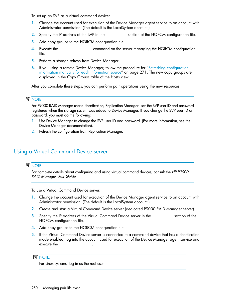 Using a virtual command device server | HP 9000 rp5405 Servers User Manual | Page 250 / 484