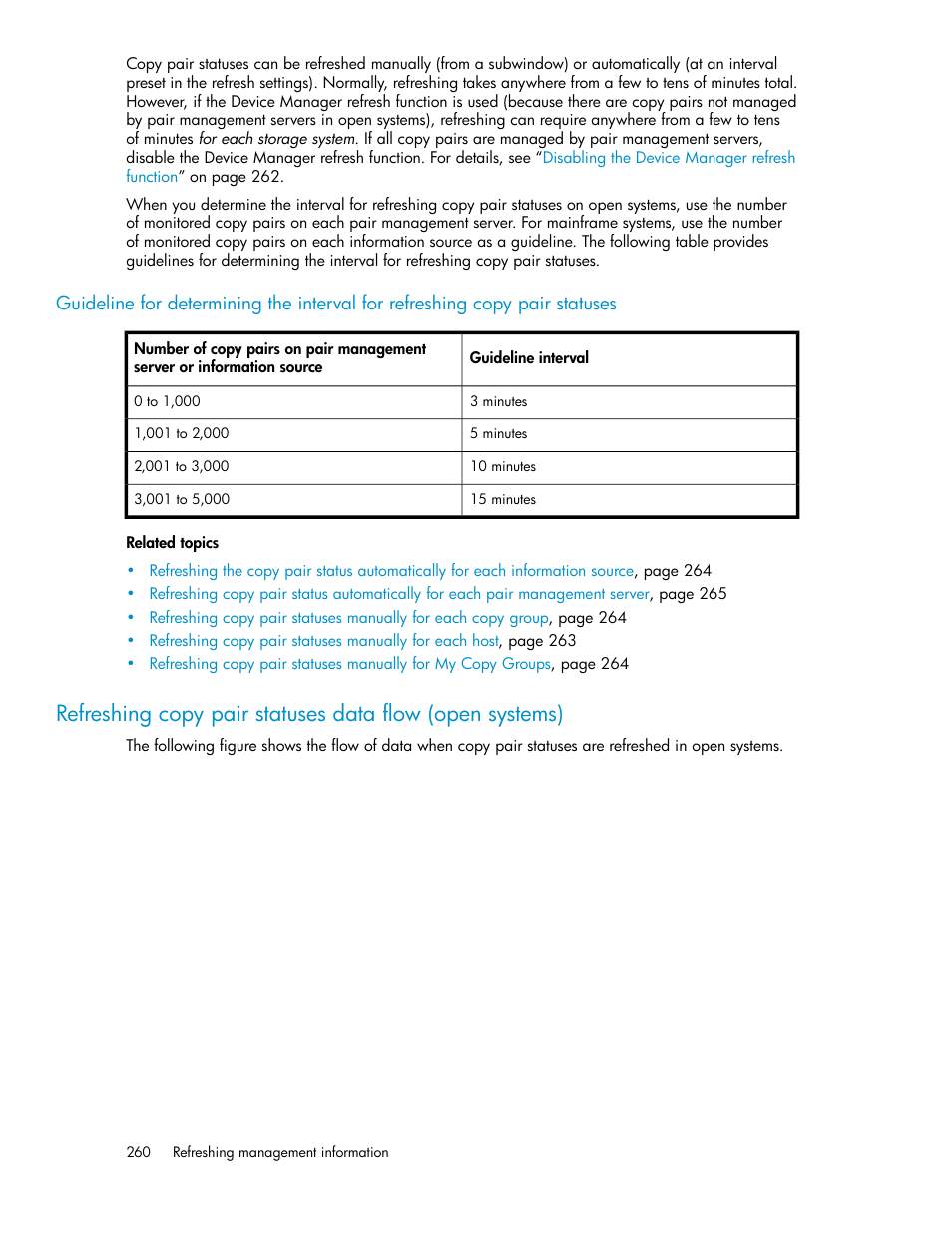 Refreshing copy pair, Statuses data flow (open systems) | HP 9000 rp5405 Servers User Manual | Page 260 / 484