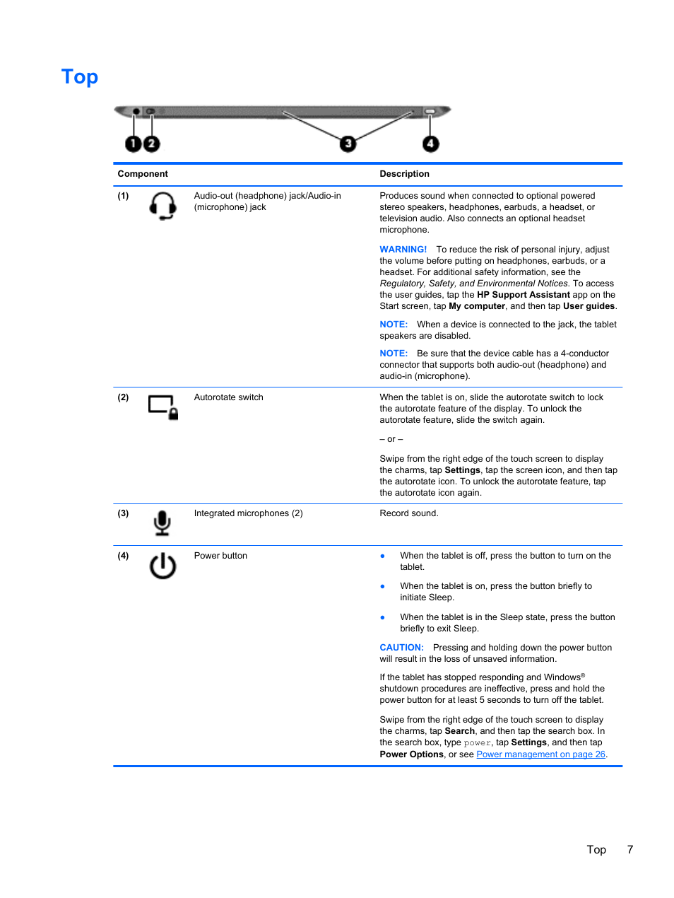 Top 7 | HP ElitePad 900 G1 Tablet User Manual | Page 15 / 57