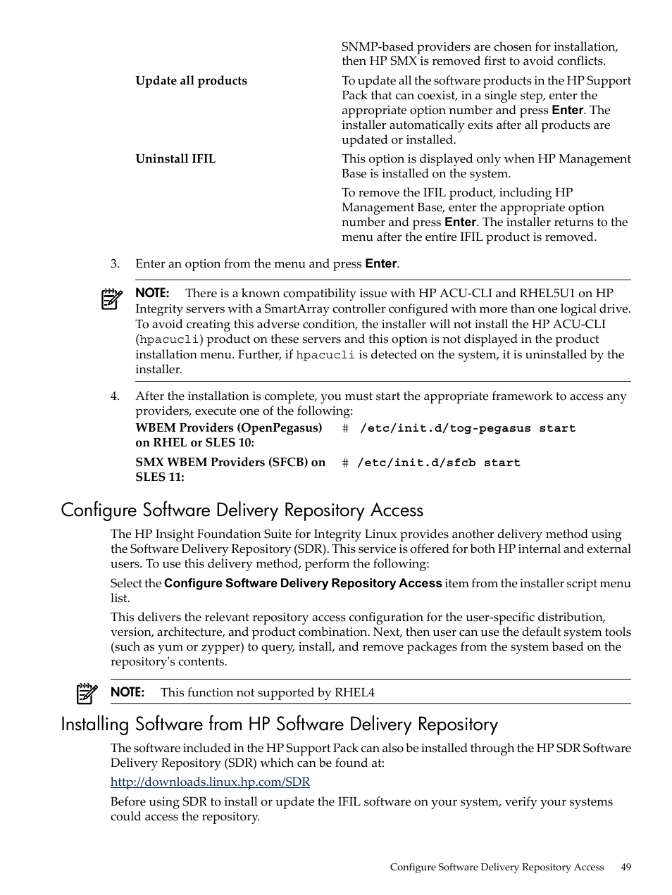 Configure software delivery repository access | HP Integrity Essentials Pack for Linux Software User Manual | Page 49 / 66