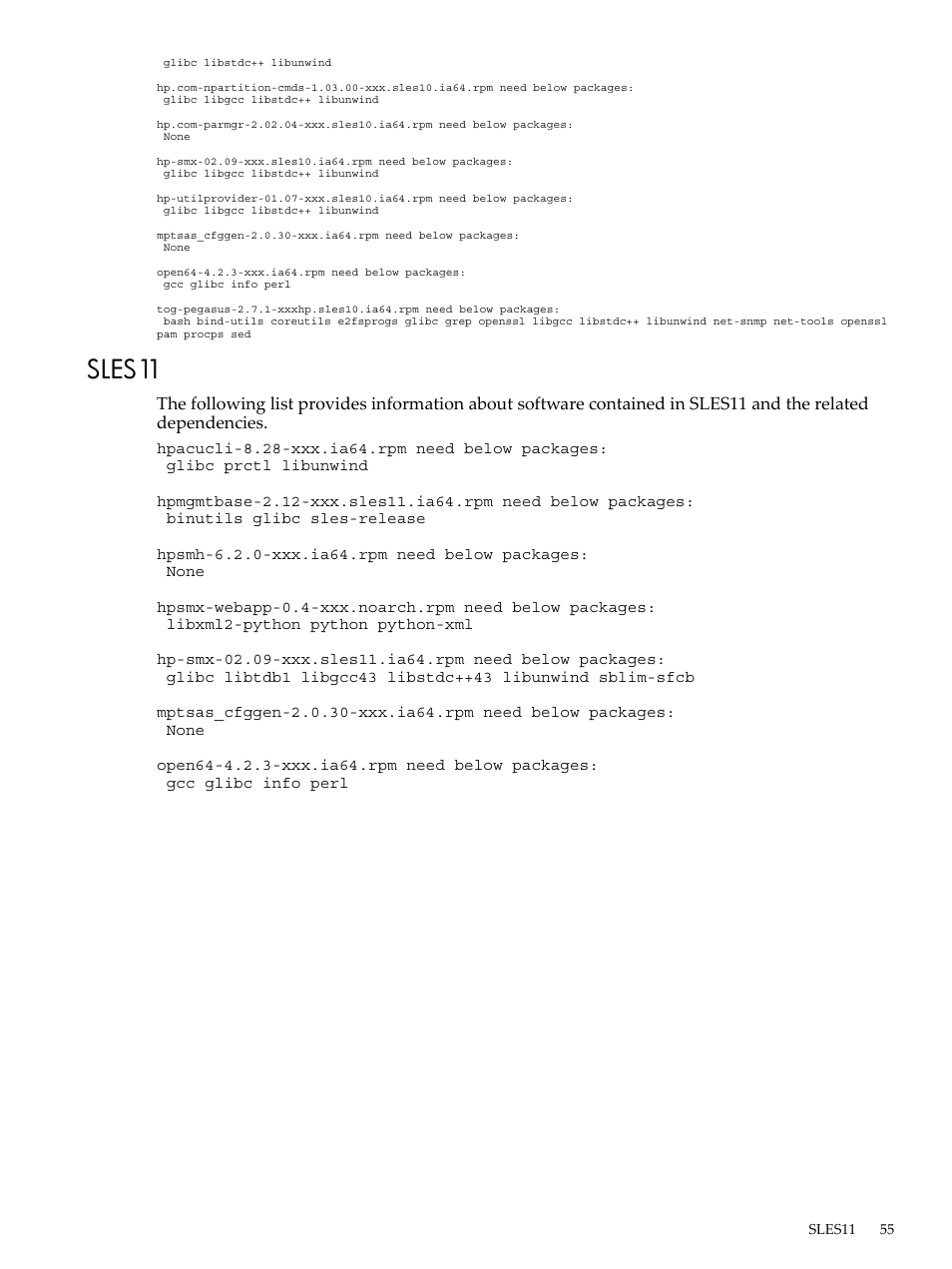 Sles11 | HP Integrity Essentials Pack for Linux Software User Manual | Page 55 / 66