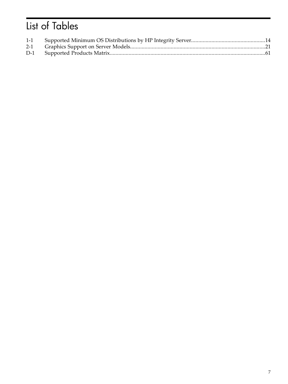 List of tables | HP Integrity Essentials Pack for Linux Software User Manual | Page 7 / 66