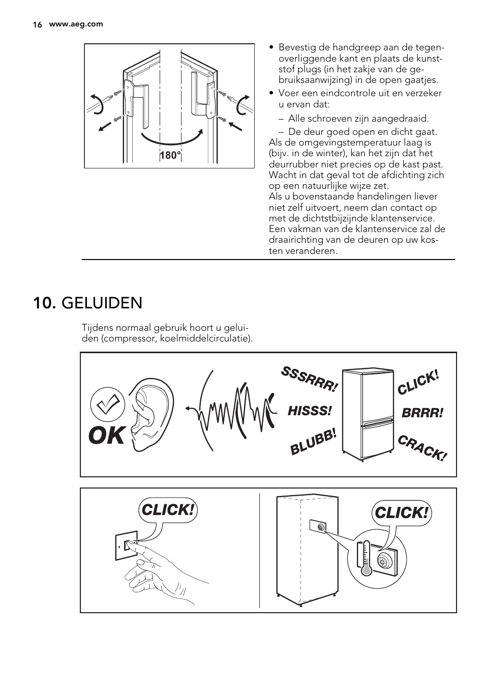 Geluiden, Click | AEG A52800GSW0 User Manual | Page 16 / 72
