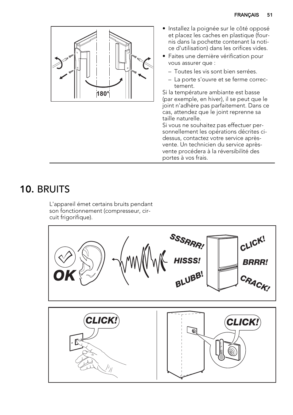 Bruits, Click | AEG A52800GSW0 User Manual | Page 51 / 72