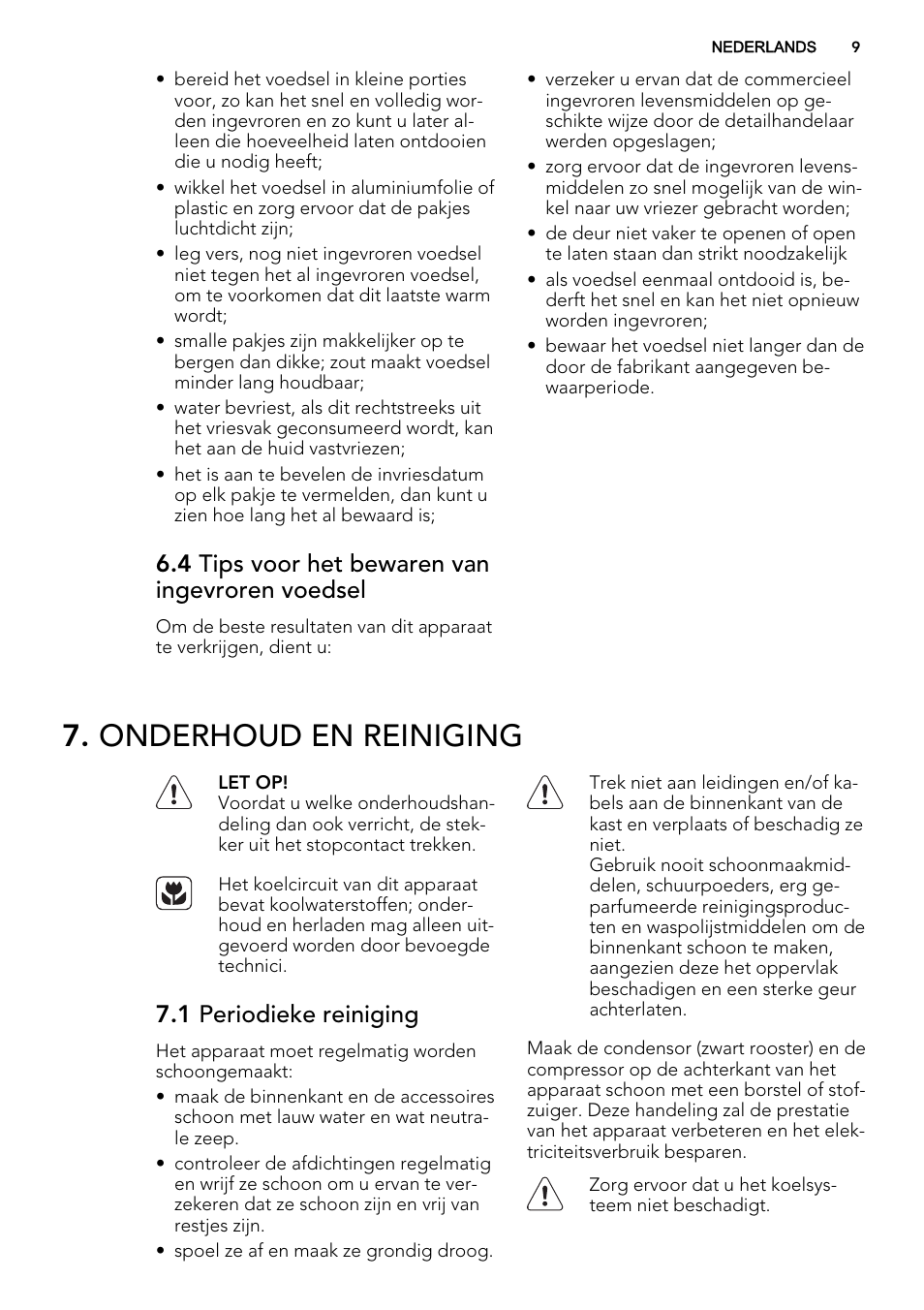 Onderhoud en reiniging, 4 tips voor het bewaren van ingevroren voedsel, 1 periodieke reiniging | AEG A52800GSW0 User Manual | Page 9 / 72