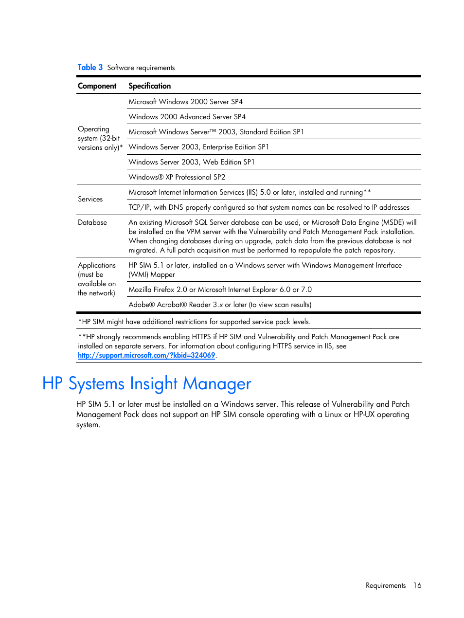 Hp systems insight manager | HP Insight Vulnerability and Patch Manager Software User Manual | Page 16 / 110