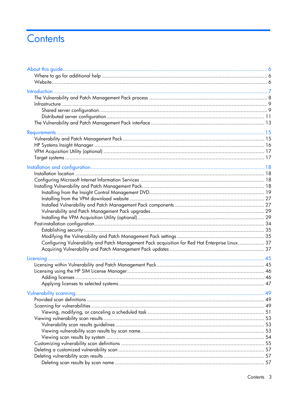 HP Insight Vulnerability and Patch Manager Software User Manual | Page 3 / 110