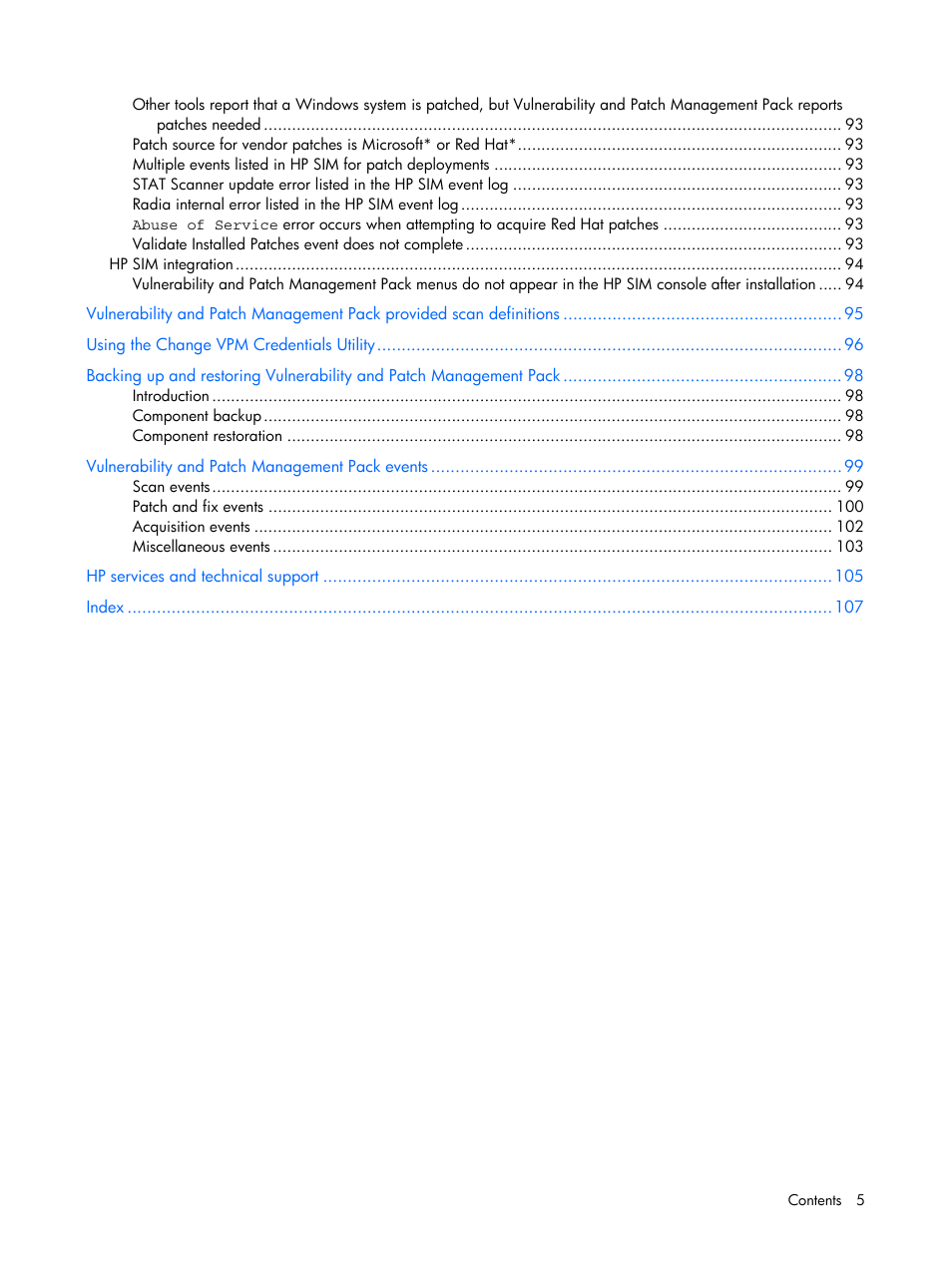 HP Insight Vulnerability and Patch Manager Software User Manual | Page 5 / 110