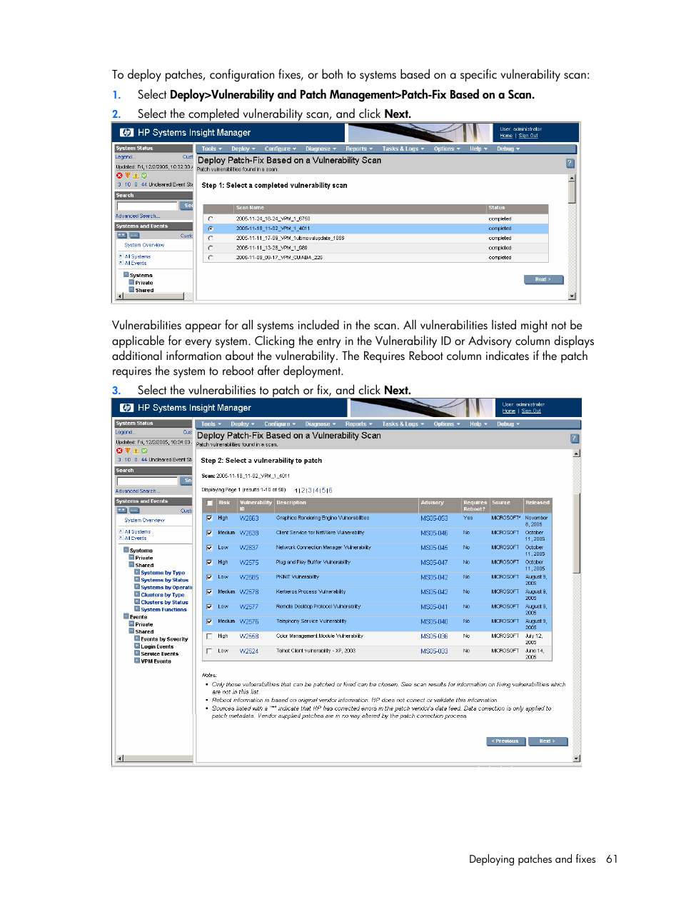 HP Insight Vulnerability and Patch Manager Software User Manual | Page 61 / 110