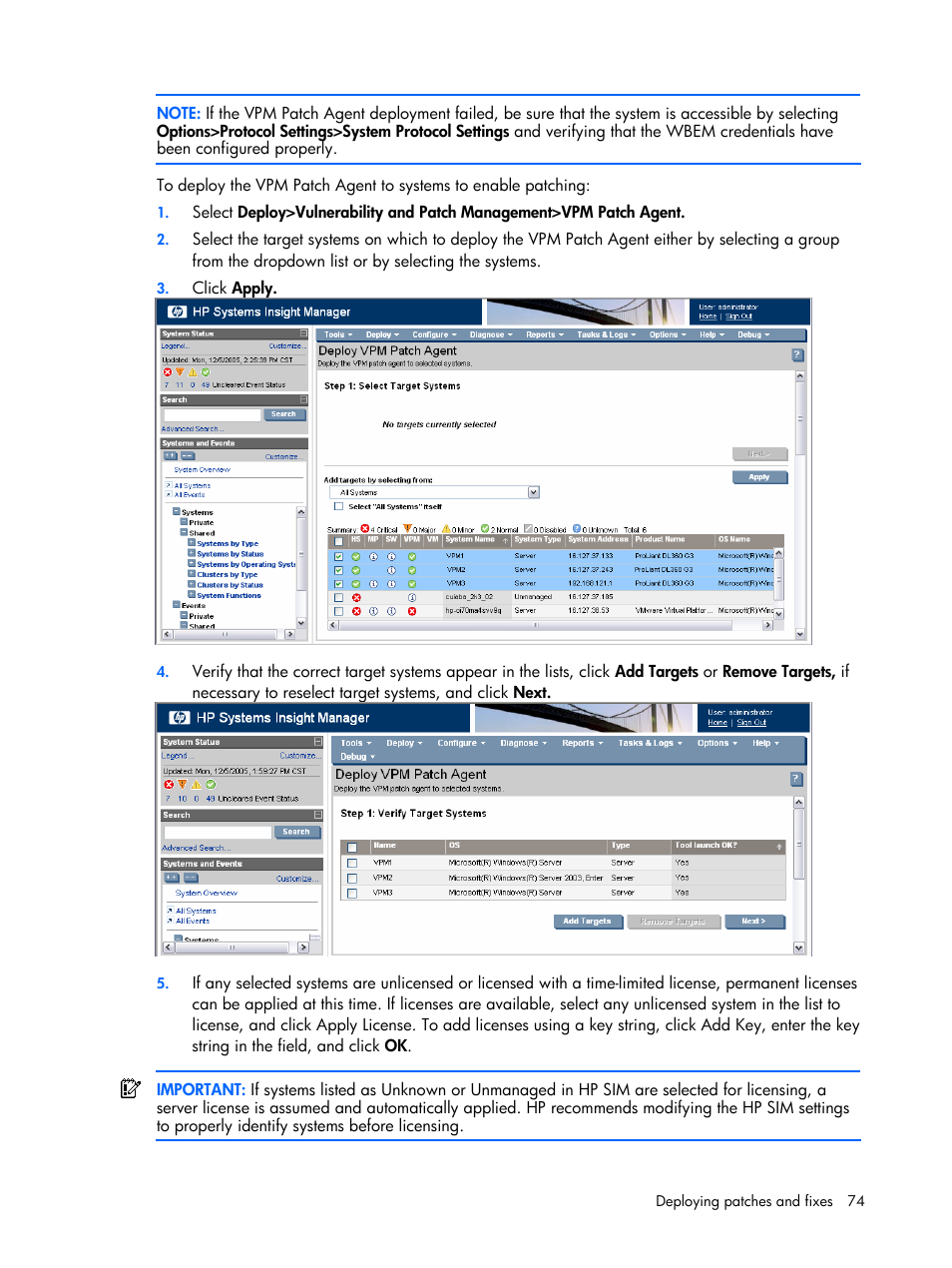 HP Insight Vulnerability and Patch Manager Software User Manual | Page 74 / 110