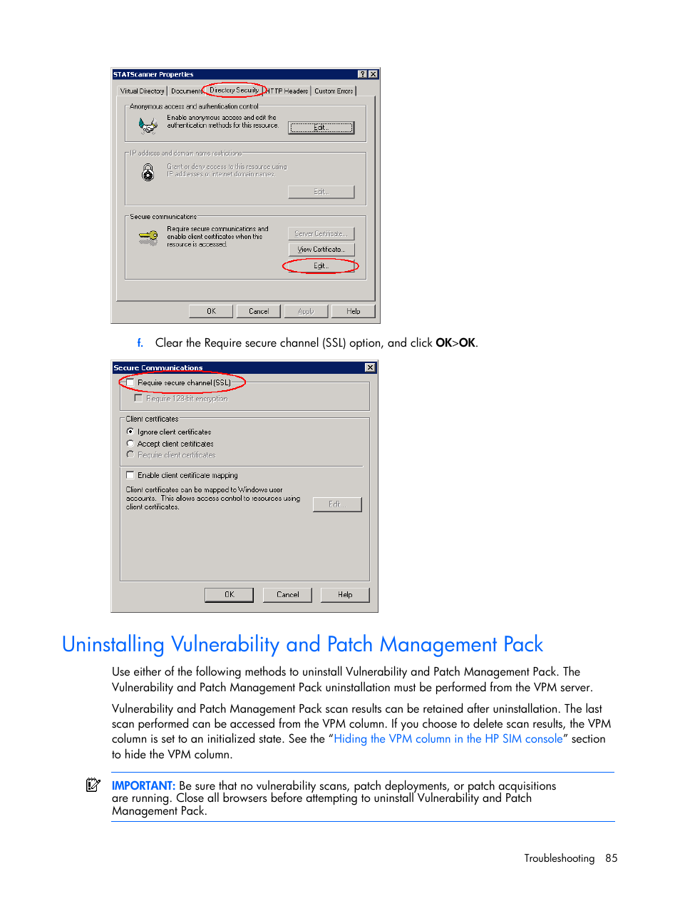 HP Insight Vulnerability and Patch Manager Software User Manual | Page 85 / 110