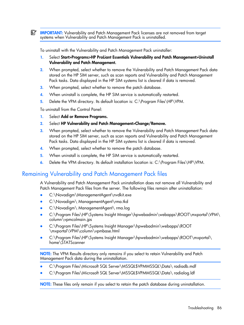 HP Insight Vulnerability and Patch Manager Software User Manual | Page 86 / 110