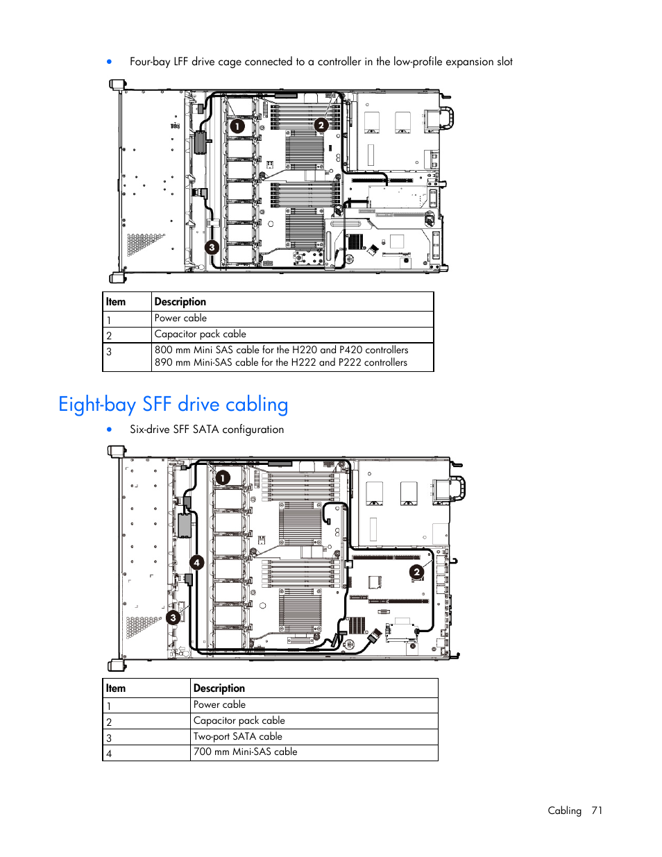 Eight-bay sff drive cabling | HP ProLiant DL360e Gen8 Server User Manual | Page 71 / 114