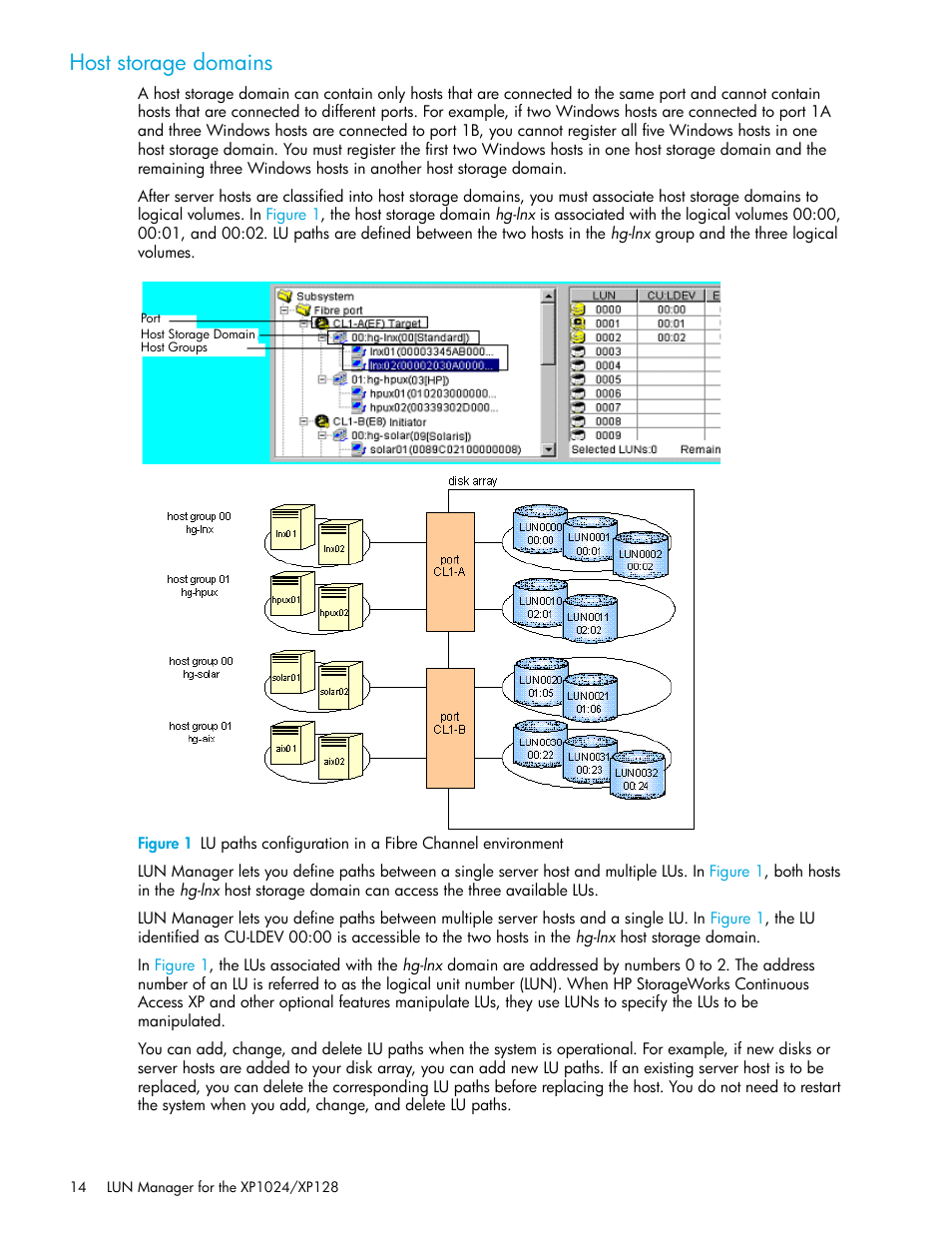 Host storage domains | HP StorageWorks XP Remote Web Console Software User Manual | Page 14 / 88