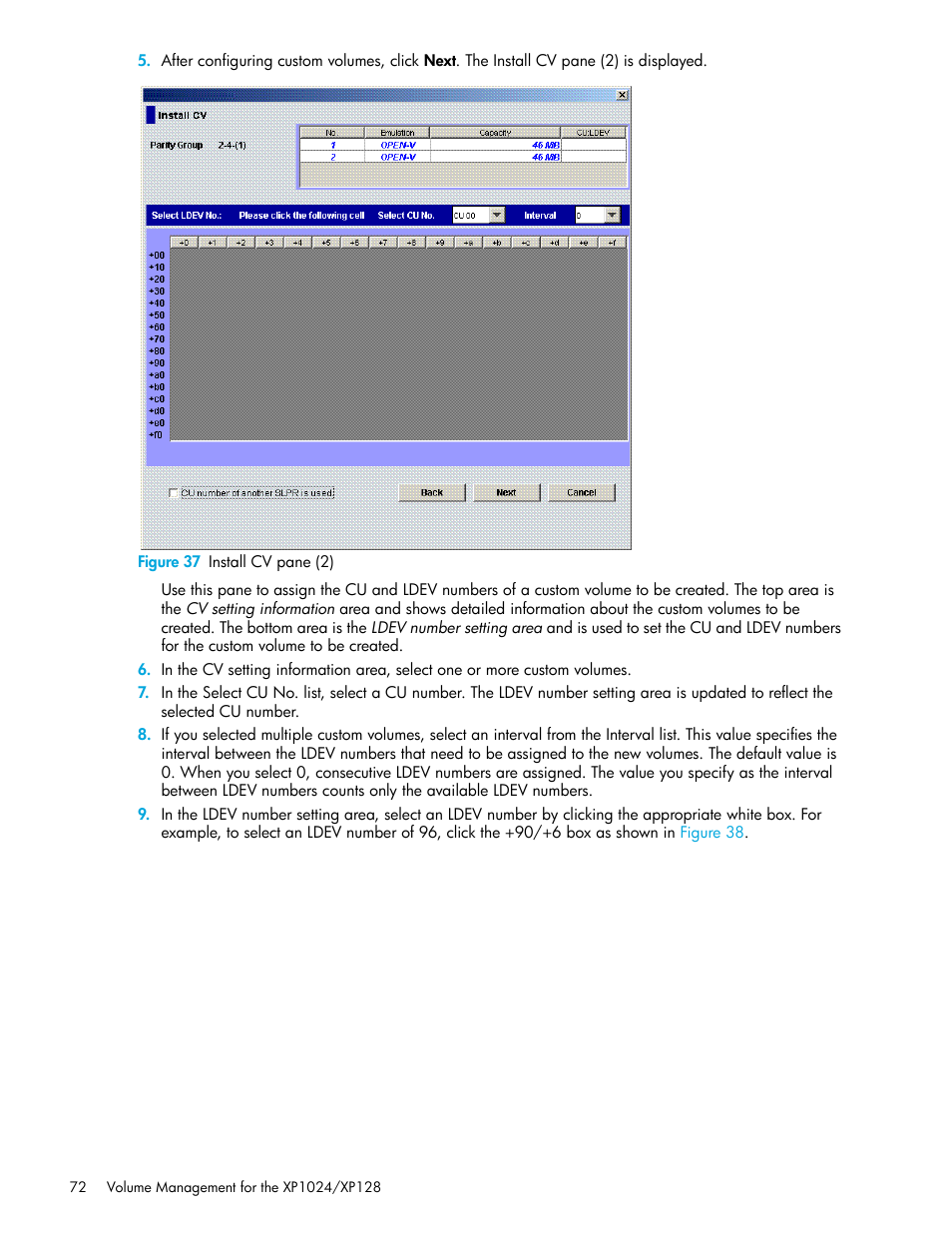 Figure 37 install cv pane (2), 37 install cv pane (2), Step 5 | HP StorageWorks XP Remote Web Console Software User Manual | Page 72 / 88