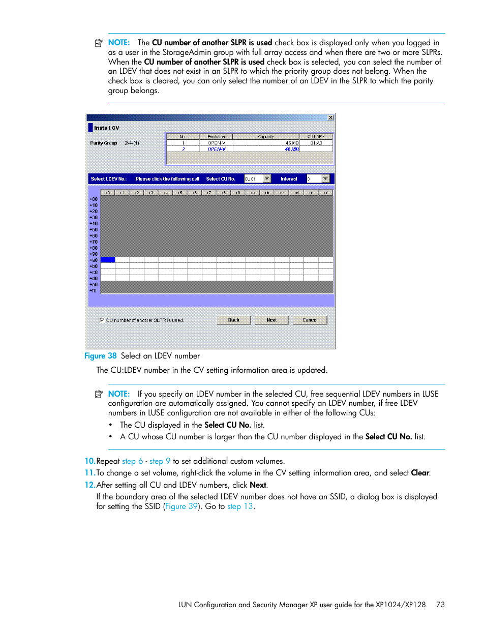 Figure 38 select an ldev number, 38 select an ldev number | HP StorageWorks XP Remote Web Console Software User Manual | Page 73 / 88