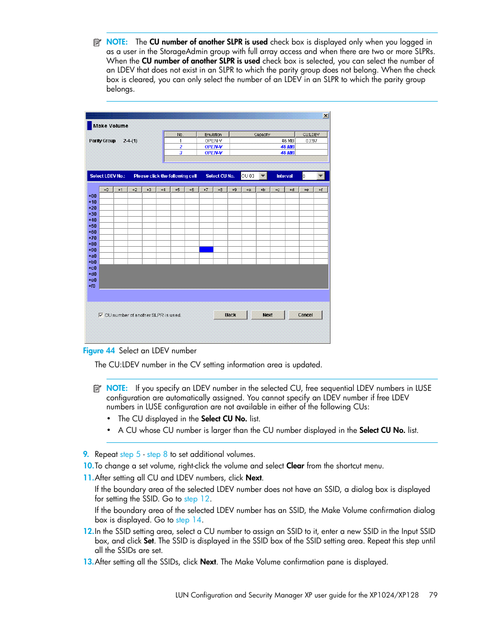 Figure 44 select an ldev number, 44 select an ldev number | HP StorageWorks XP Remote Web Console Software User Manual | Page 79 / 88