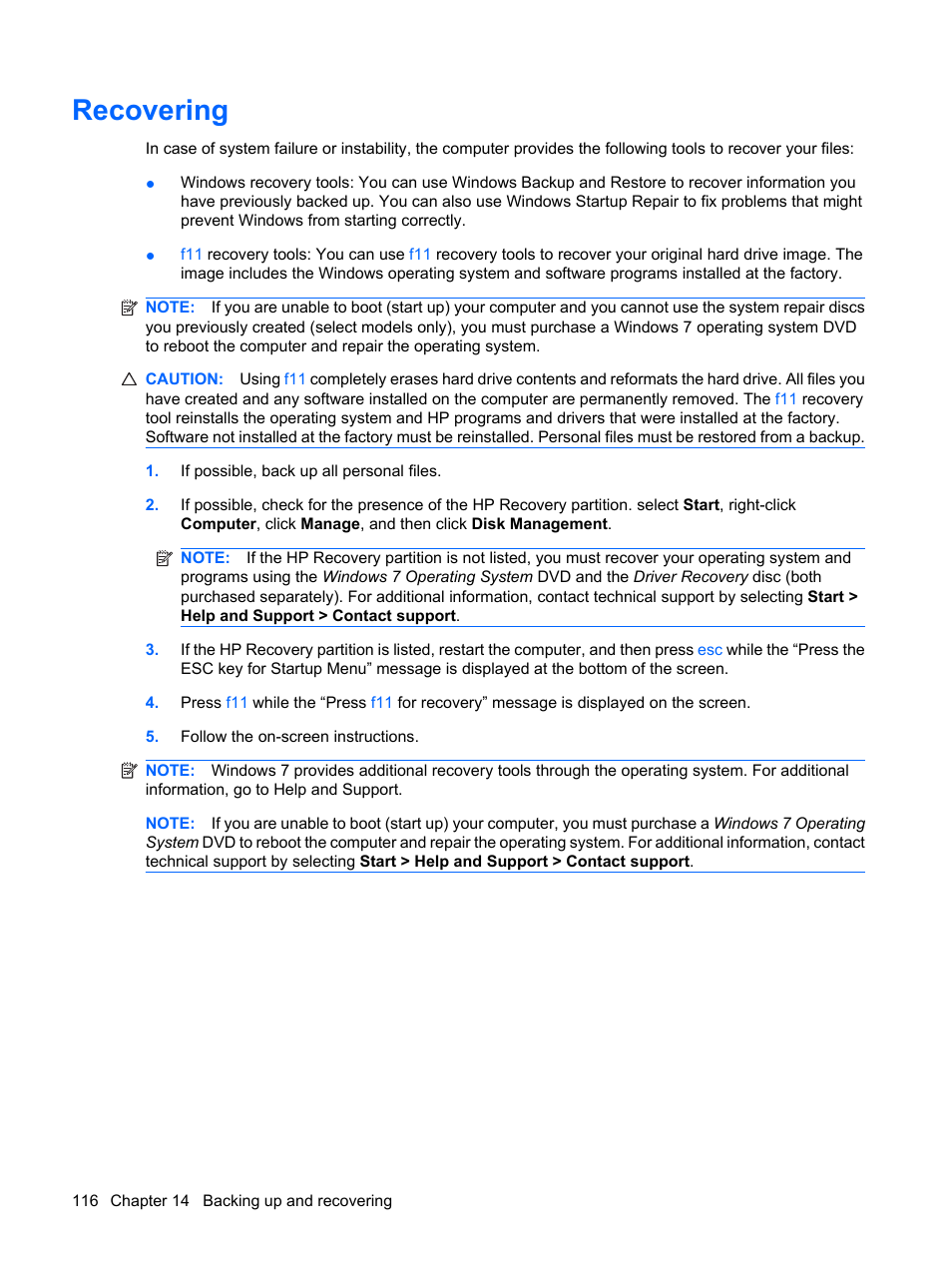 Recovering | HP Mini 5102 User Manual | Page 126 / 131