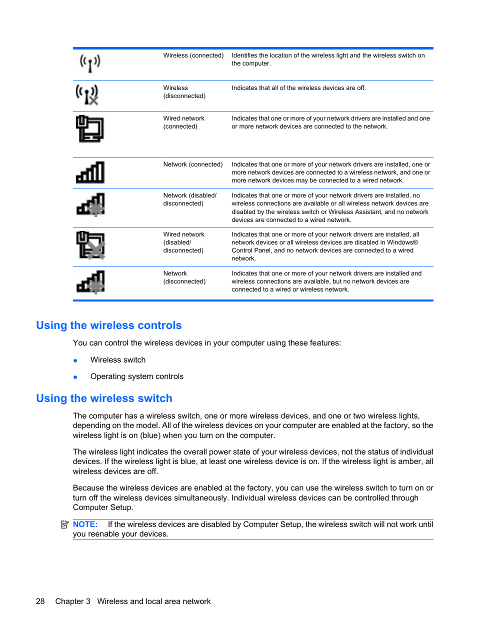 Using the wireless controls, Using the wireless switch | HP Mini 5102 User Manual | Page 38 / 131