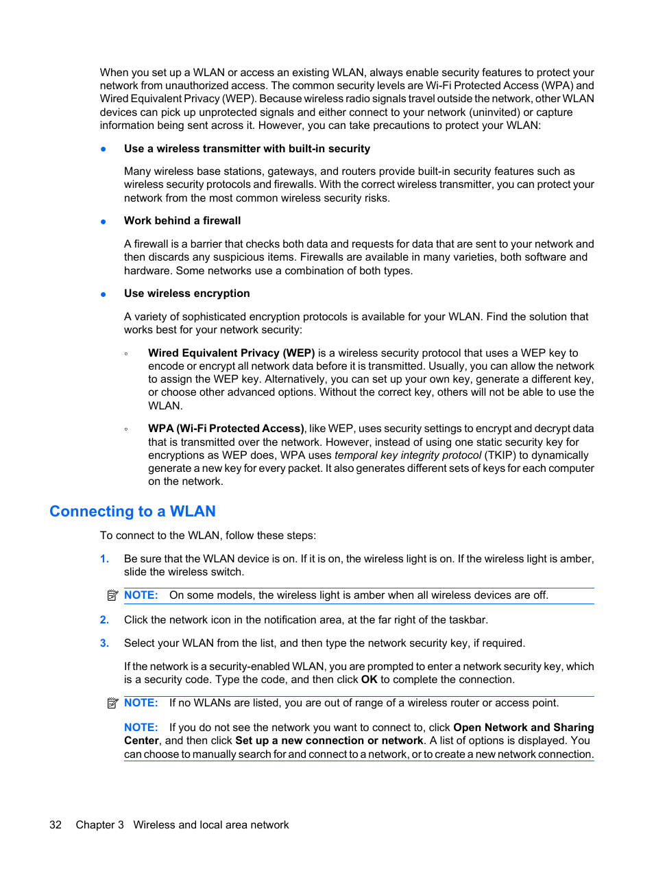 Connecting to a wlan | HP Mini 5102 User Manual | Page 42 / 131