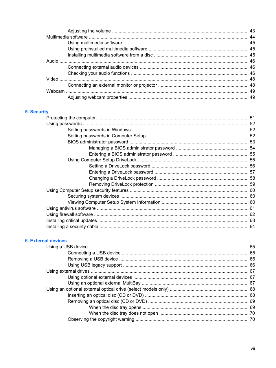 HP Mini 5102 User Manual | Page 7 / 131