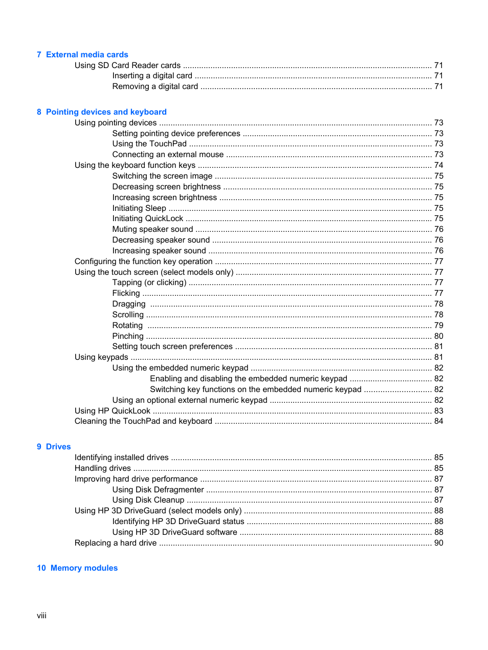 HP Mini 5102 User Manual | Page 8 / 131