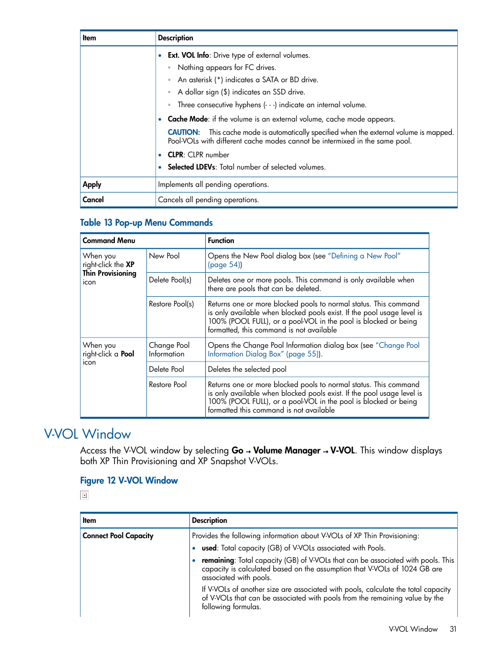 V-vol window | HP StorageWorks XP Remote Web Console Software User Manual | Page 31 / 87