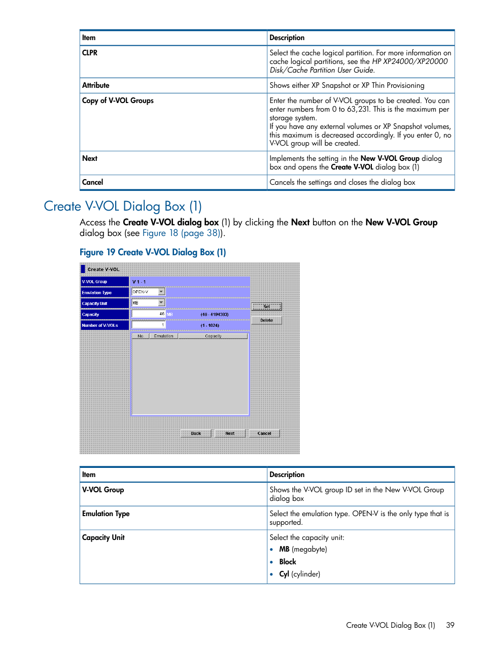 Create v-vol dialog box (1) | HP StorageWorks XP Remote Web Console Software User Manual | Page 39 / 87