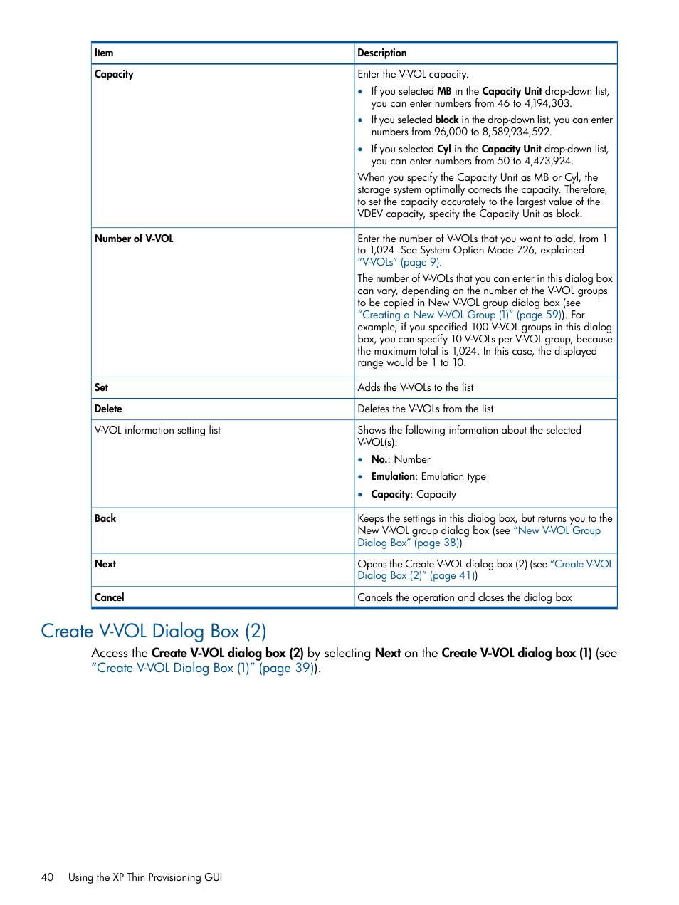 Create v-vol dialog box (2) | HP StorageWorks XP Remote Web Console Software User Manual | Page 40 / 87