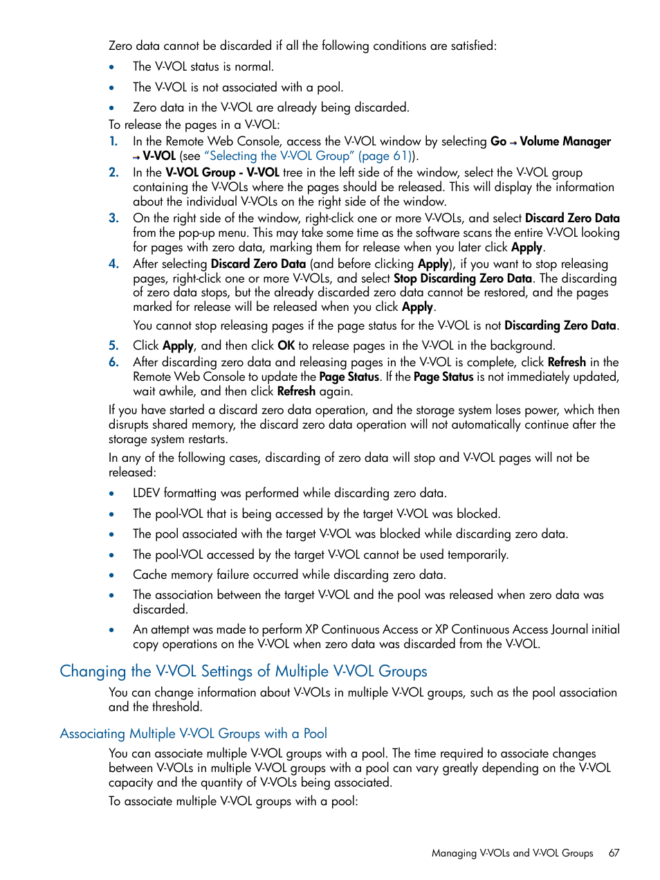 Associating multiple v-vol groups with a pool | HP StorageWorks XP Remote Web Console Software User Manual | Page 67 / 87