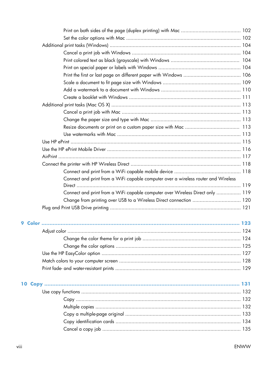 HP Officejet Pro X576 Multifunction Printer series User Manual | Page 10 / 336