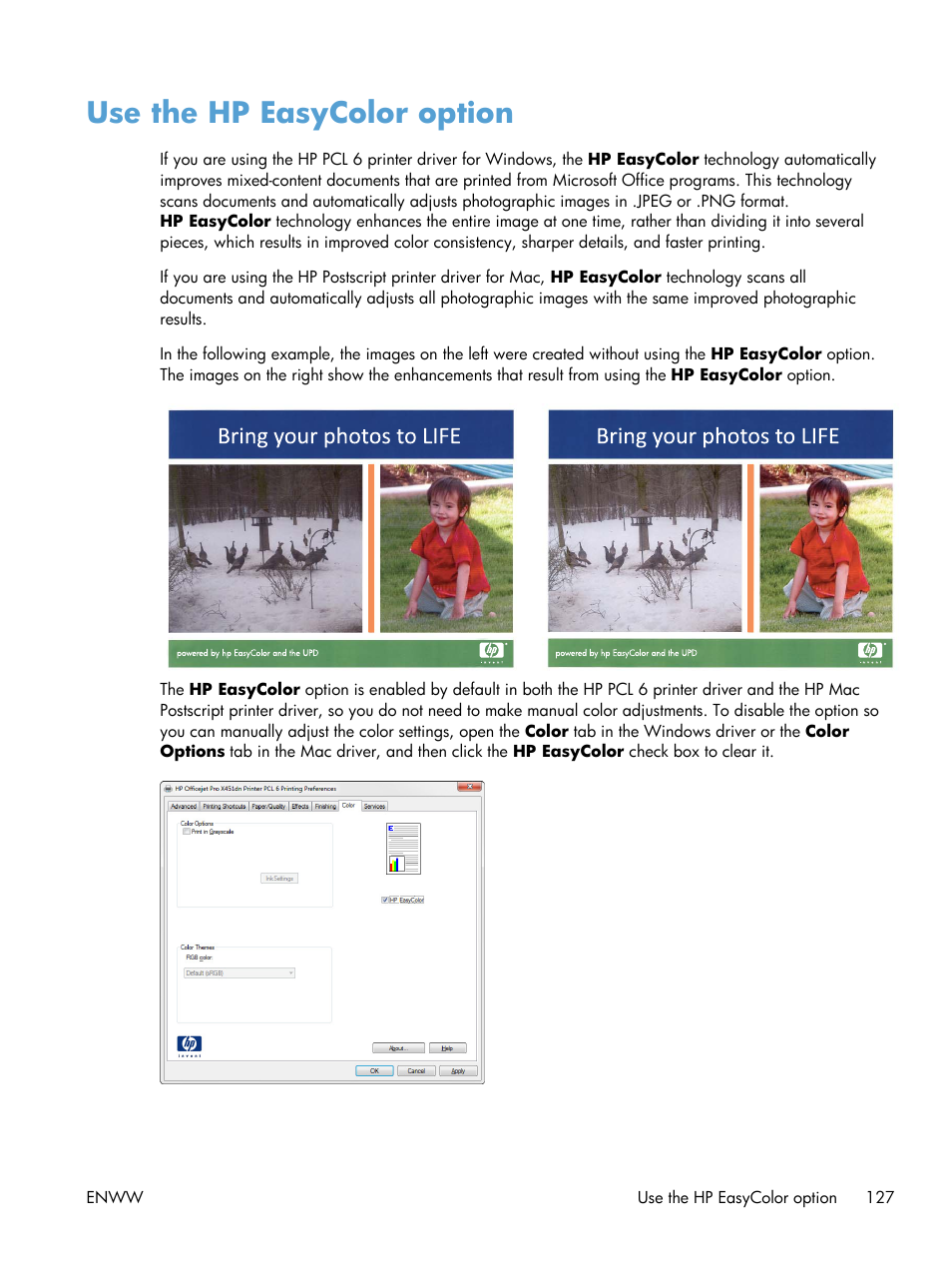 Use the hp easycolor option | HP Officejet Pro X576 Multifunction Printer series User Manual | Page 143 / 336