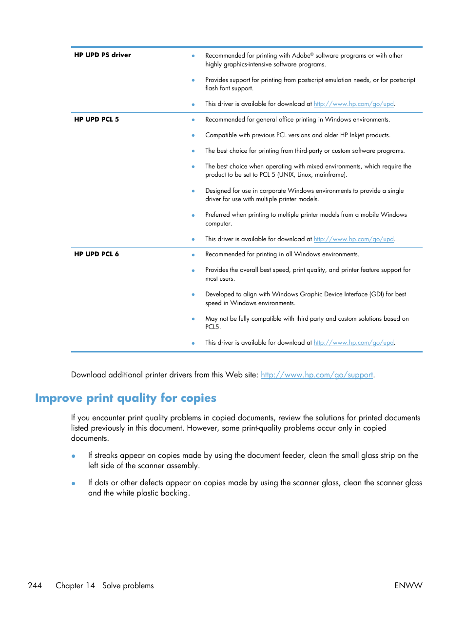 Improve print quality for copies | HP Officejet Pro X576 Multifunction Printer series User Manual | Page 260 / 336