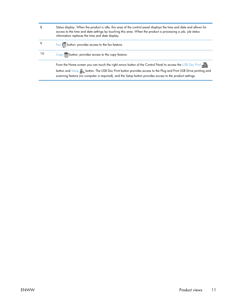 Enww product views 11 | HP Officejet Pro X576 Multifunction Printer series User Manual | Page 27 / 336